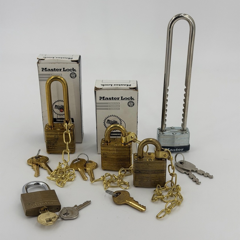 Master Lock Gold Commercial Model Military Safety Padlock w/ 2 Keys Lot Of 5